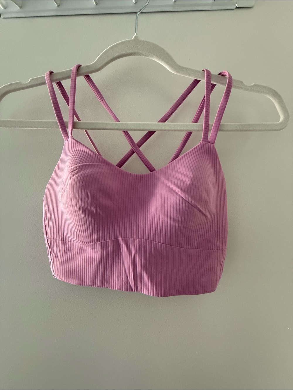 lululemon athletica Ribbed Pink Strappy Longline Sports Bra